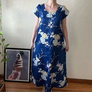 Vintage Floral Navy Blue Muumuu
